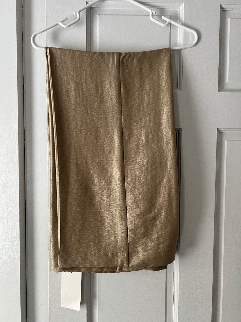 Zara High-Waisted Straight Leg Pant Soft Gold NWT Size S - Picture 4 of 5